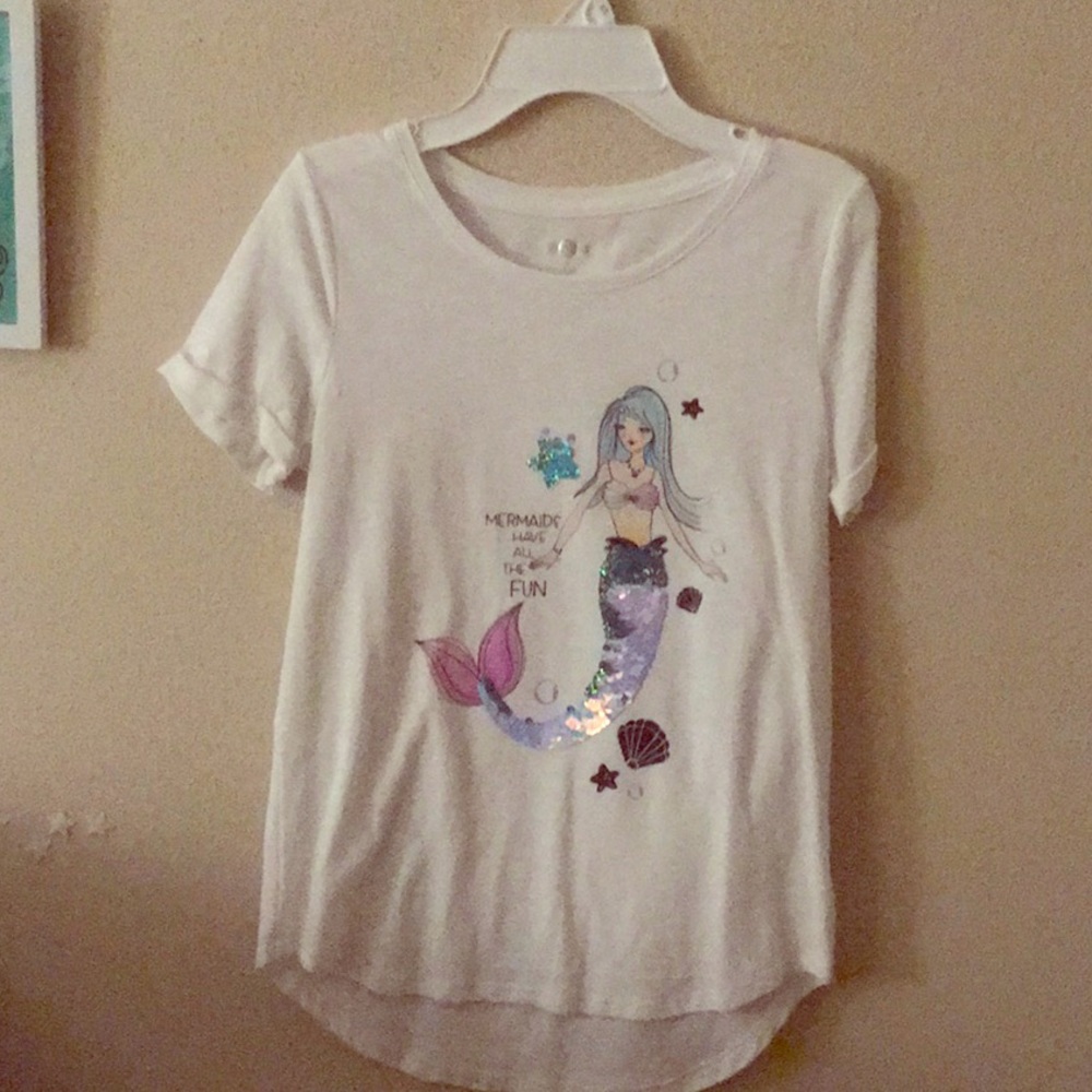 Cute flip sequins mermaid shirt for little girl